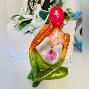 SOLD Handmade Colorful Abstract Figurine - Green, Orange, Pink